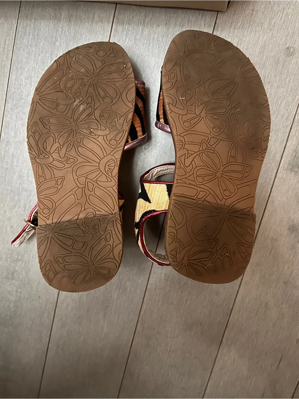 Sophia Webster Pink & Tan Butterfly Strap Sandals